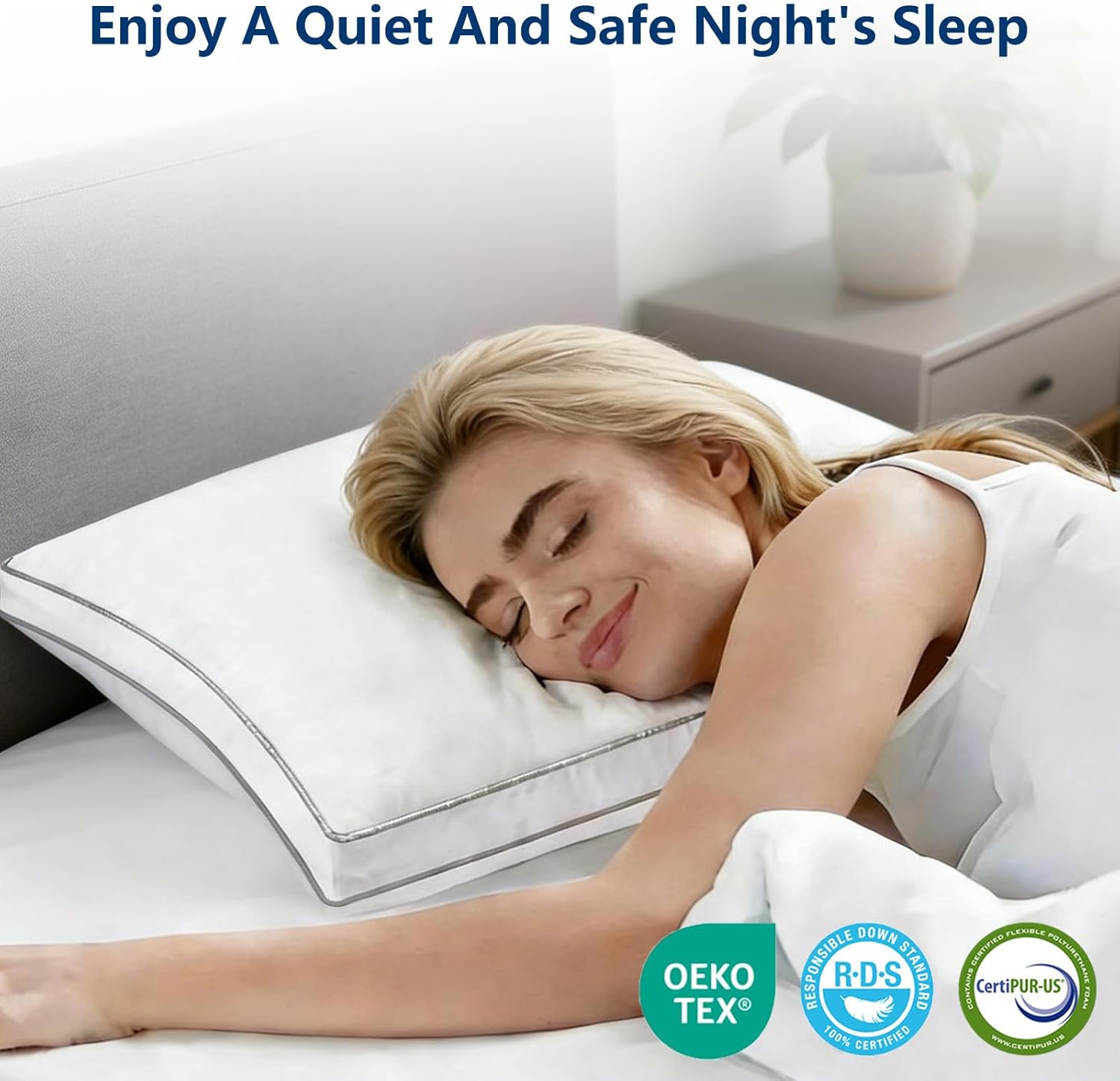 Goose Feather Down Fiber Pillow King Size - Luxury Hotel Quality Shredded Memory Foam Bed Pillows - Soft Medium Pillows for Side, Back Sleepers Optimal Comfort - 1 Pack (19" x 35")