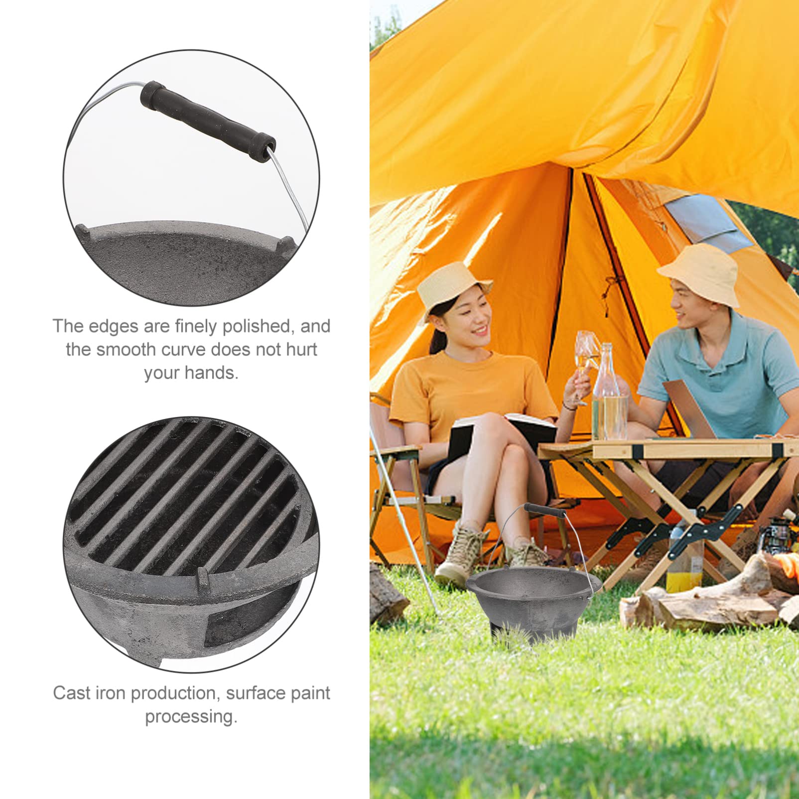 Okrągły grill Mini grill węglowy Kuchenka kempingowa Przenośny piec do grilla Żeliwo Japoński grill Hibachi Grill Yakitori Grill stołowy do gorącego garnka Piknik na świeżym powietrzu Koreański stół