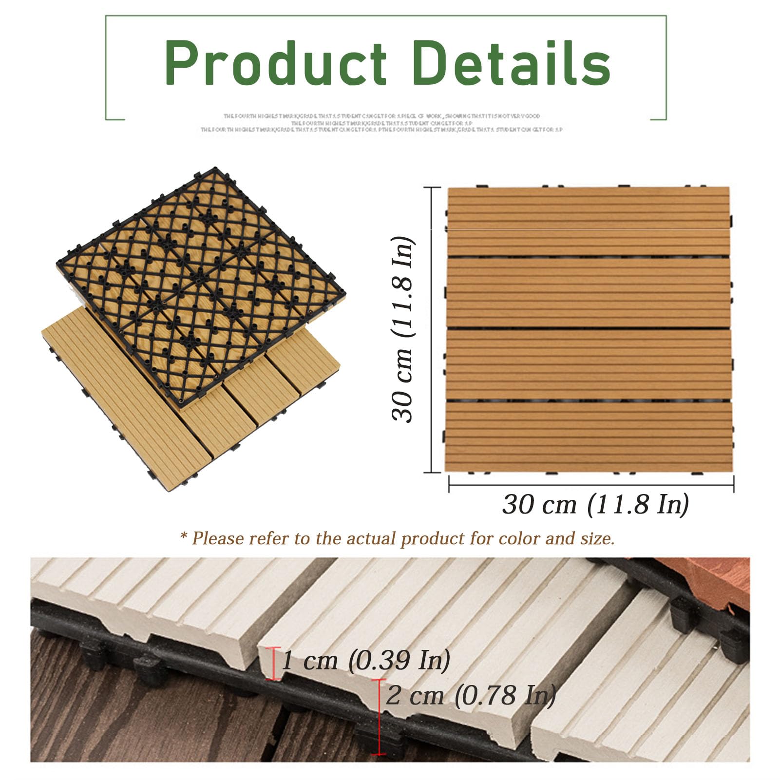 EPANO LXXW Pavimento WPC Incastro 12 Piastrelle for terrazza ad Incastro for Esterni, Impermeabili, a Scatto, for Patio, Balcone, Giardino, terrazza per Giardino, Patio, Terrazza, Balcone(C-Wood)