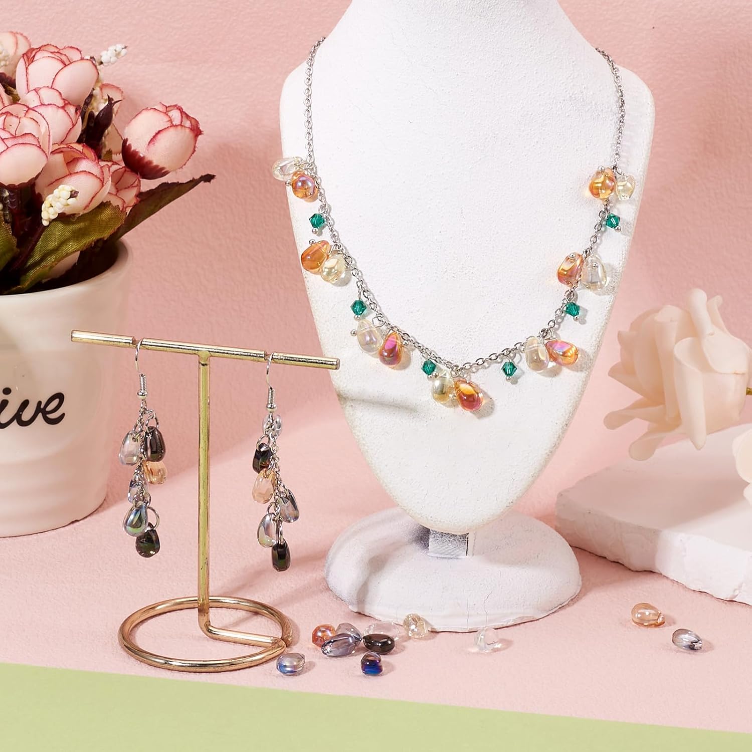 Craftdady 100Pcs Teardrop Crystal Glass Beads Colorful Electroplate Top Drilled Glass Beads Lustered Drop Loose Spacer Beads 9x6mm for Jewelry Making DIY Necklace Earring Bracelet Crafts Supplies - Image 5