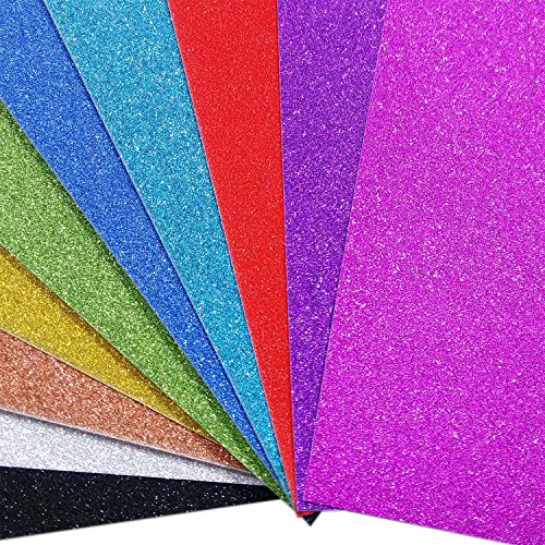 10 Blatt Glitzer Papier Glänzend Bastelpapier A4 Farbiges Tonpapier Sortiert Glitzer Karte Glitterkarton Patchwork Bling-Bling Karton für DIY Handwerk Scrapbooking Mehrfarbig