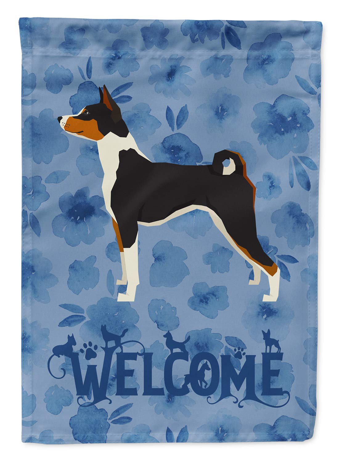 Caroline's TreasuresCK6221GF Basenji Welcome Garden Flag Mailbox Flag Decorative Yard Flag Banner Outside Patio Artwork Yard Flower Beds, Garden Size, Multicolor