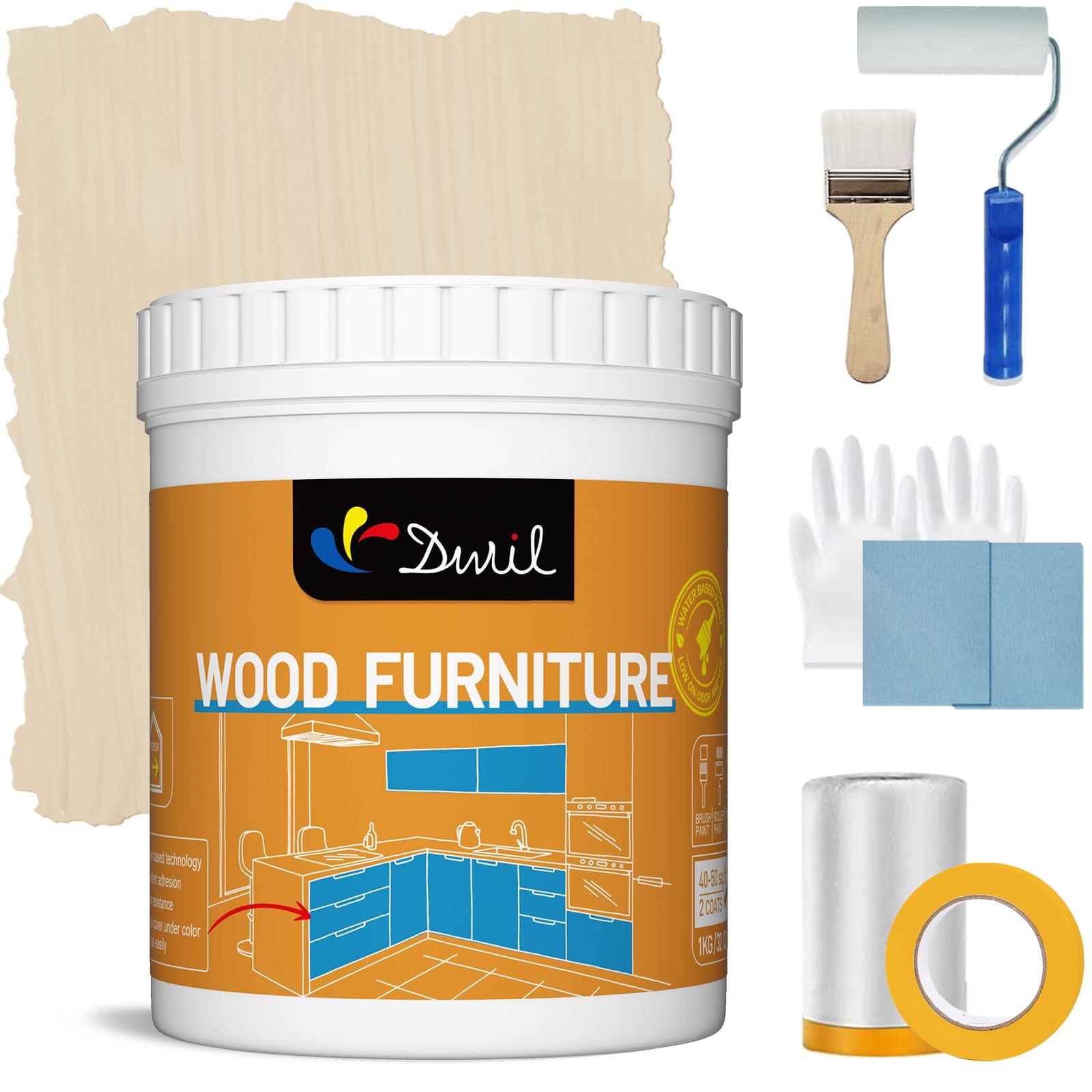 DWIL Acrylic Wood Paint for Furniture - Semi-Gloss Paint Suitable for Wood Surface Renovation, Water-Based All match Paint, Non-Toxic & Odorless, Eco-Friendly & Healthy (32OZ, Amber)