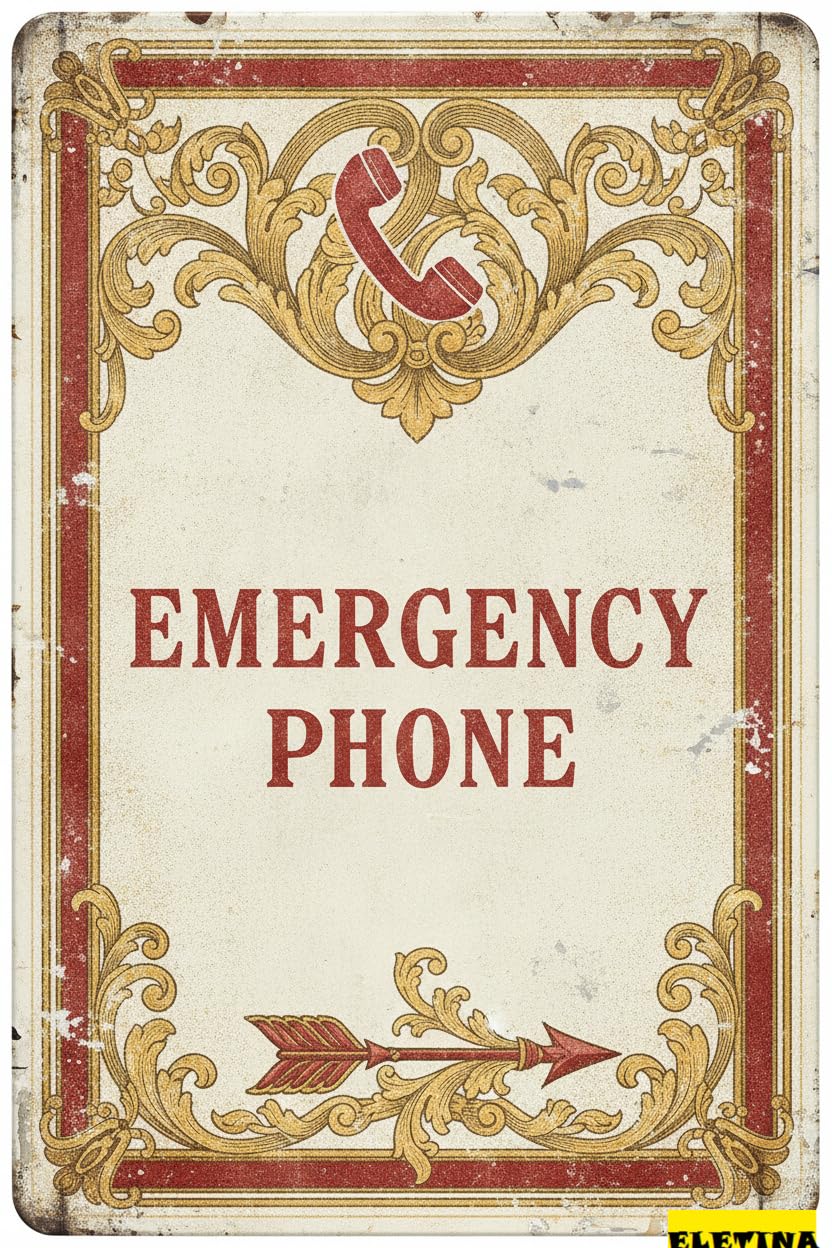 Emergency Phone Aluminum Safety Metal Sign Caution Warning Driveway Road Street Parking Lot Decor 8x12in