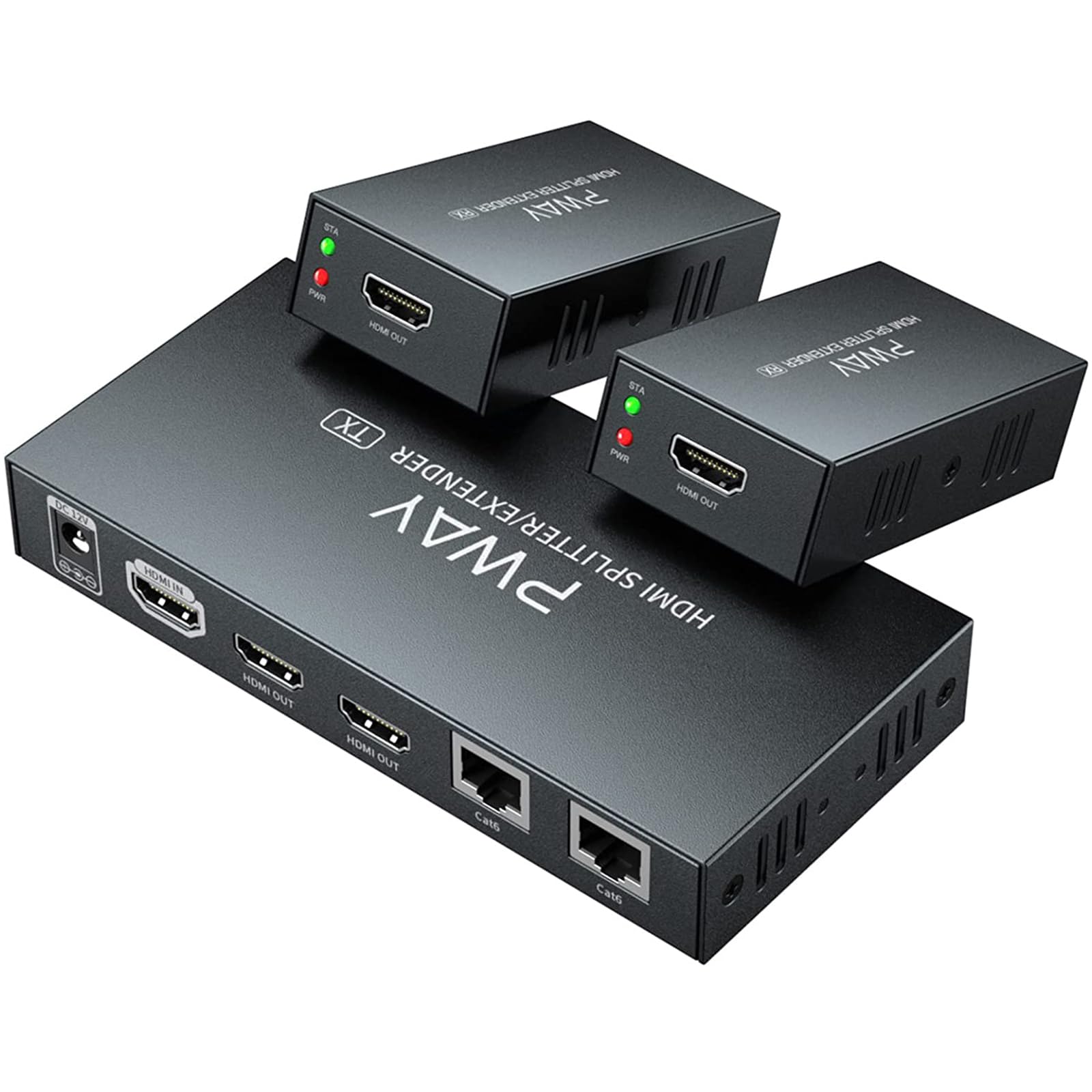 Amazon 4出力 3D分配器 LAN HDMIエクステンダー POC | 50m安定転送距離 2出力 分配器 LAN HDMIエクステンダー POC 分配器・切替器