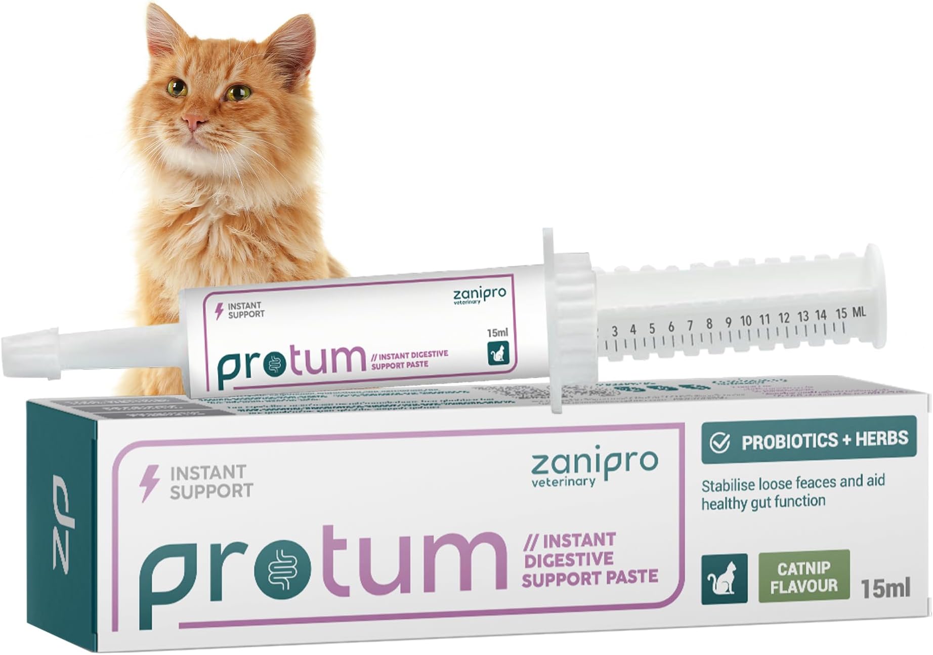 Probiotics for Cats Paste 15ml, Cat Diarrhea Treatment - New Formula for Easy Dispensing, Advanced Prebiotic, Diarrhea Relief, Restore Digestion, Loose Stools & Gut Balance - Catnip Flavoured