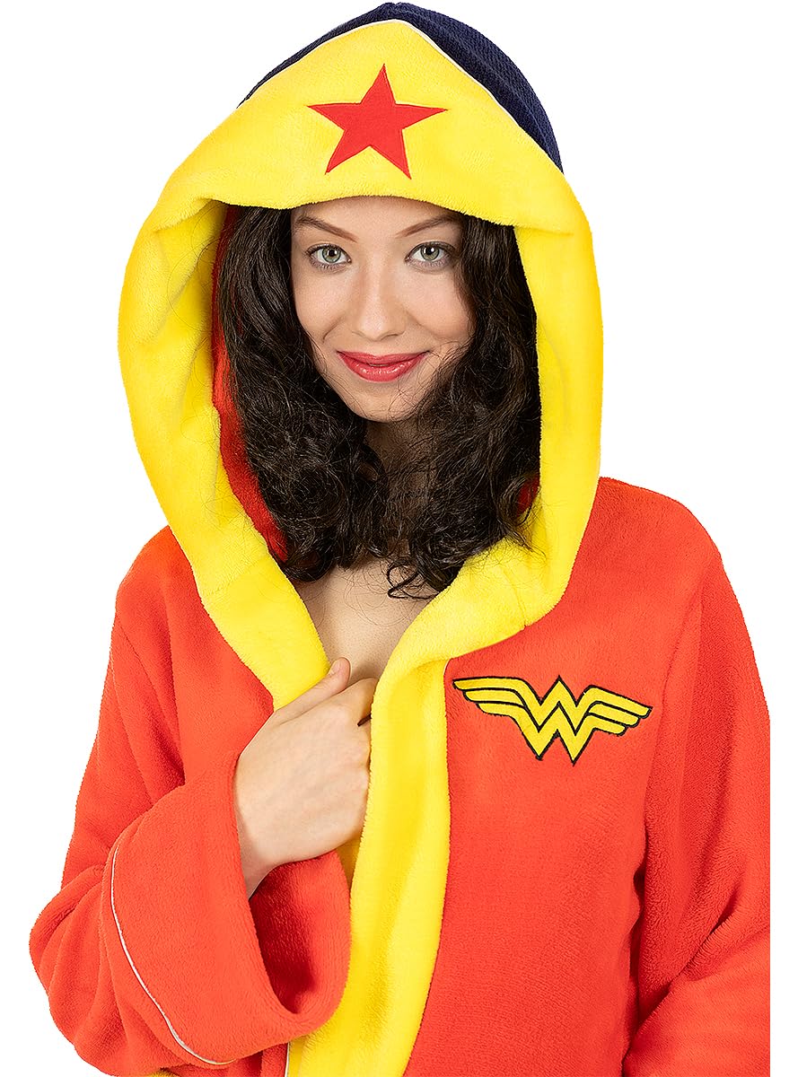 Funidelia | Bata de Wonder Woman para mujer Superhéroes, DC Comics - Accesorios & merchandising - Regalos originales para Navidad, cumpleaños y otras celebraciones - Talla S-M - Rojo