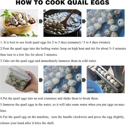 Miniatura 5 de Máquina peladora de huevos de codorniz manual de codorniz, desgranadora de huevos de codorniz doméstica para cáscara de huevos de codorniz hervido,