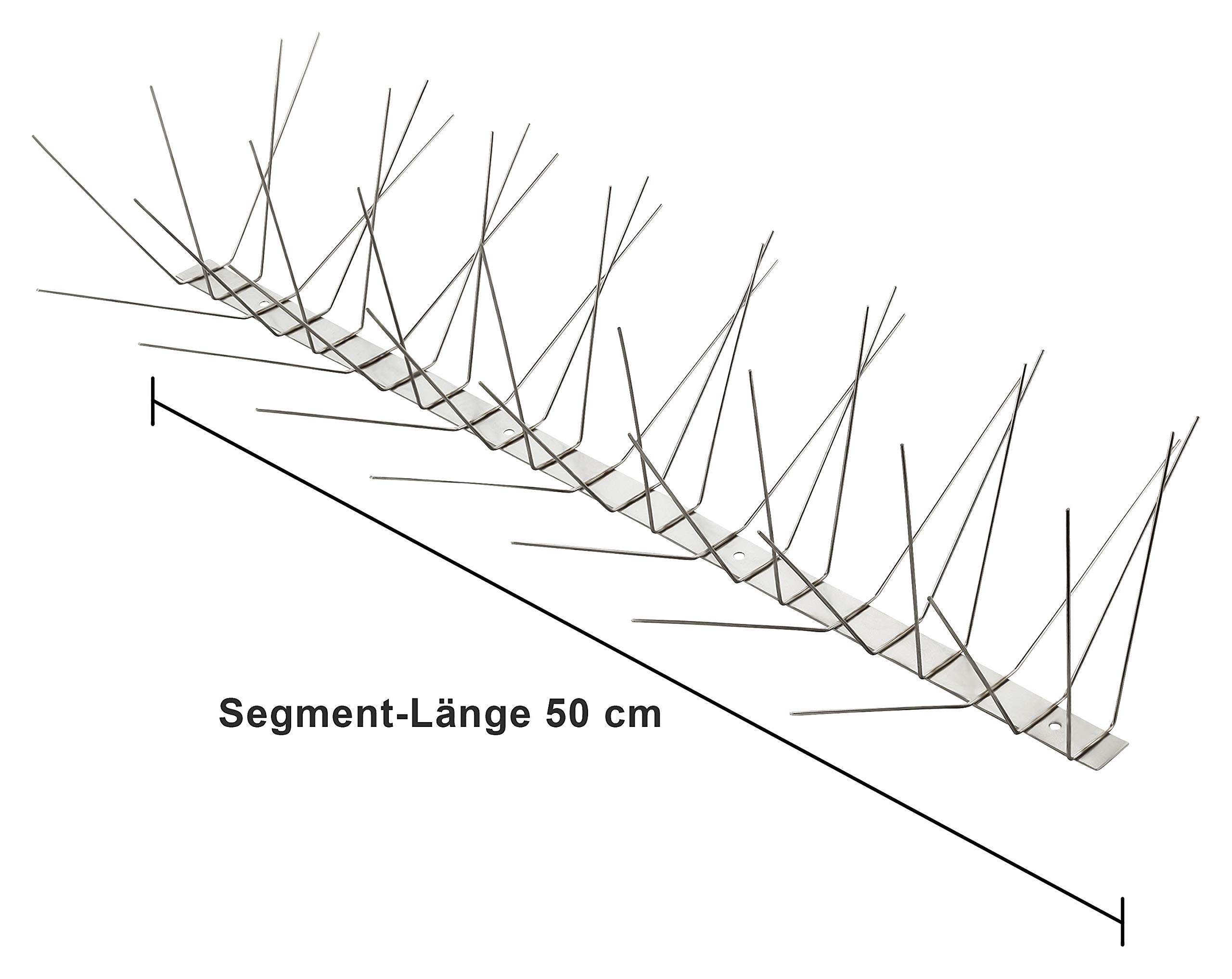 Taubenabwehr Spikes aus Edelstahl – 6-reihiger Taubenschutz & Vogelabwehr für Balkon Dach Fensterbank – wetterfest rostfrei langlebig Vogelschreck System – 5 Meter Länge (10 x 50 cm)