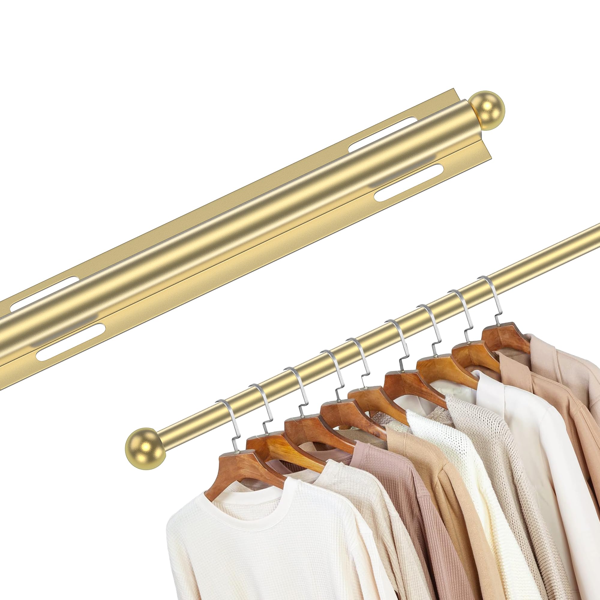 Tringle de valet haut de gamme dorée de 30,5 cm avec coulisse renforcée en métal