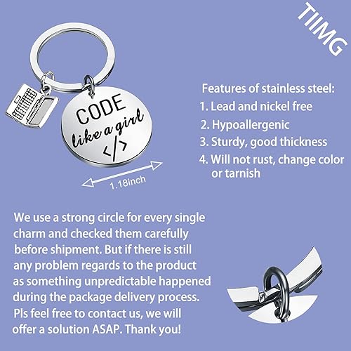 Miniatura 2 de TIIMG Code Like A Girl Llavero Coder Mujer Coder Llavero Coder Regalo Programador Regalo Joyería CSS Regalo