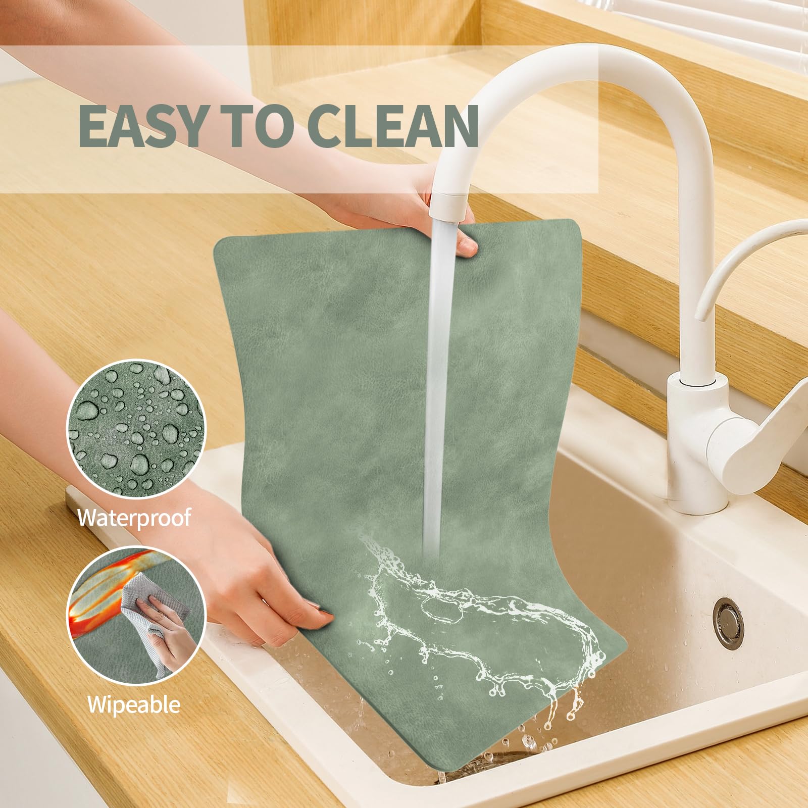 Placemats Set of 6, PU Leather Table Mats Heat Resistant Washable Non-Slip Place Mats - Image 4