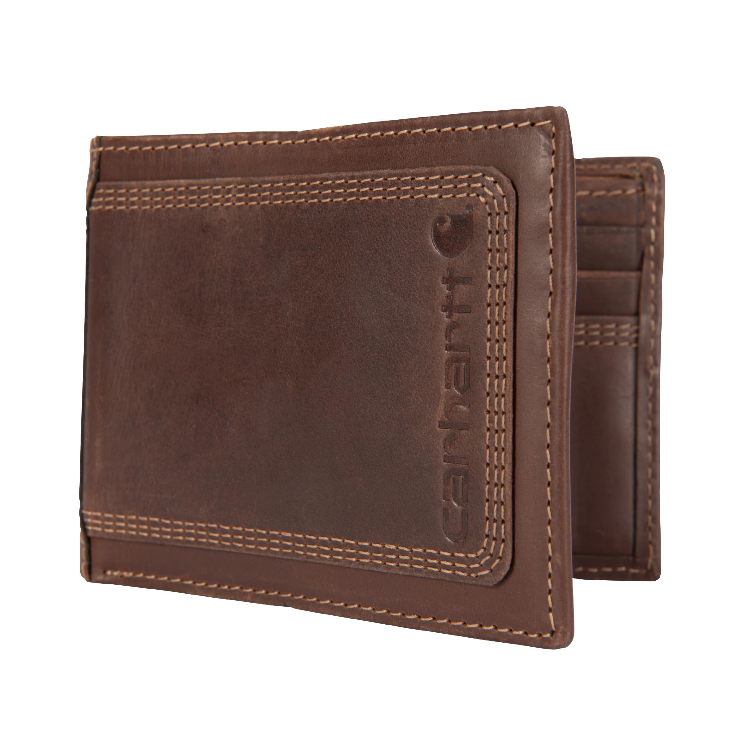 Carhartt Men's Top Grain Leather Passcase, Contrasting Stitch, Brown, One Size