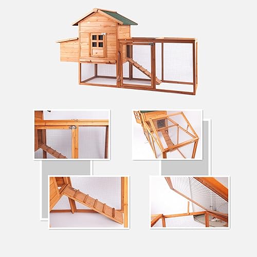 Miniatura 3 de GOJOOASIS Gallinero de 80 pulgadas para 2-4 pollos, gallinero de madera al aire libre, gallinero para aves de corral para mascotas, para patio