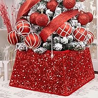 Vista 15 de XmasExp - Collar para árbol de Navidad, 33.5 pulgadas, falda para árbol de Navidad, decoración del hogar, anillo para árbol de Navidad, cubierta