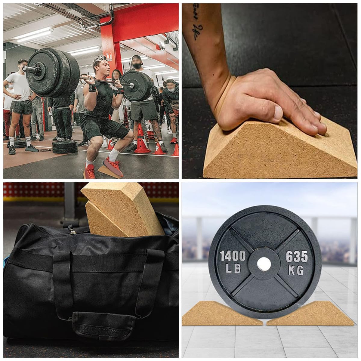 1 Paar Verschleißfeste Kork Yoga Blöcke rutschfeste Balance Blöcke Leichtes Fitnessgerät für Oberschenkel und Wadenstrecker für Kniebeugen und Dehnen