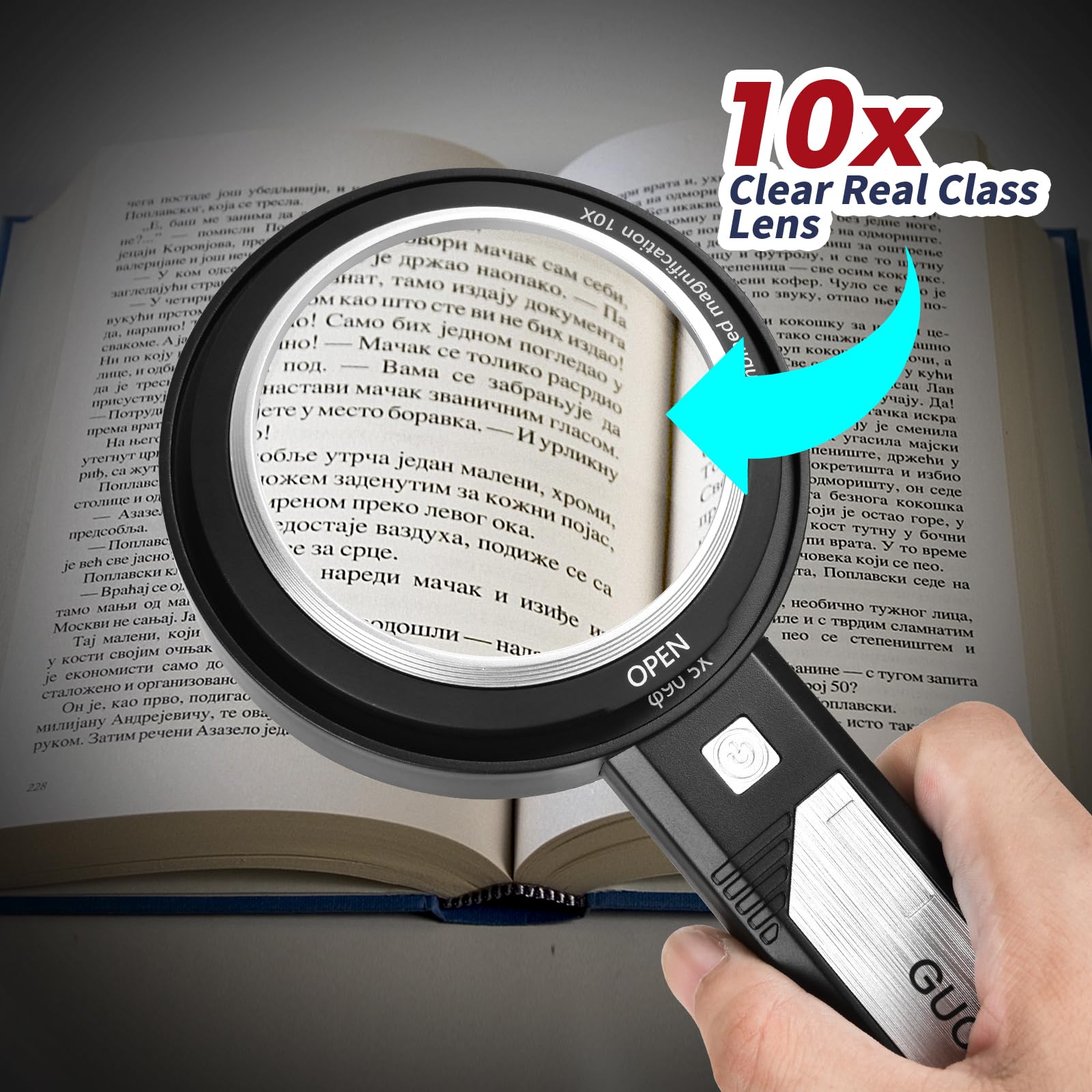 Lupa con luz para trabajo cercano, lupa iluminada de mano 5X 10X para leer joyero senior 32 LED iluminado pequeña lente de mano portátil para joyería carga negra