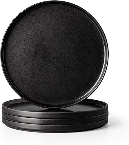 AmorArc Juego de 4 platos de cerámica para ensalada, juego de 4 platos reactivos de esmalte mate de 8.5 pulgadas, postre, ensalada, aperitivo, plato