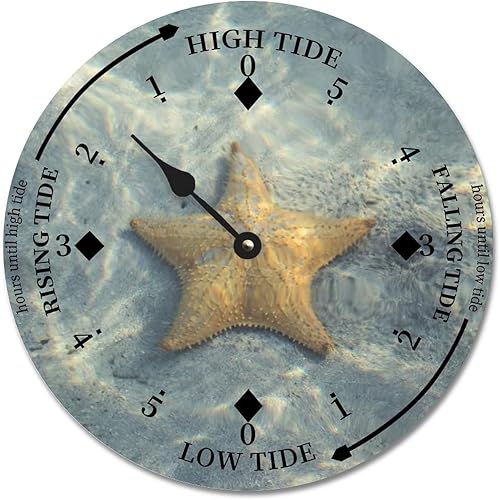Ditooms Reloj de marea con estrellas de mar, esnórquel, océano, costa este, océano atlántico, hora de marea alta y baja, reloj de movimiento de Ditooms Reloj de marea con estrellas de mar, esnórquel, océano, costa este, océano atlántico, hora de marea alta y baja, reloj de movimiento de