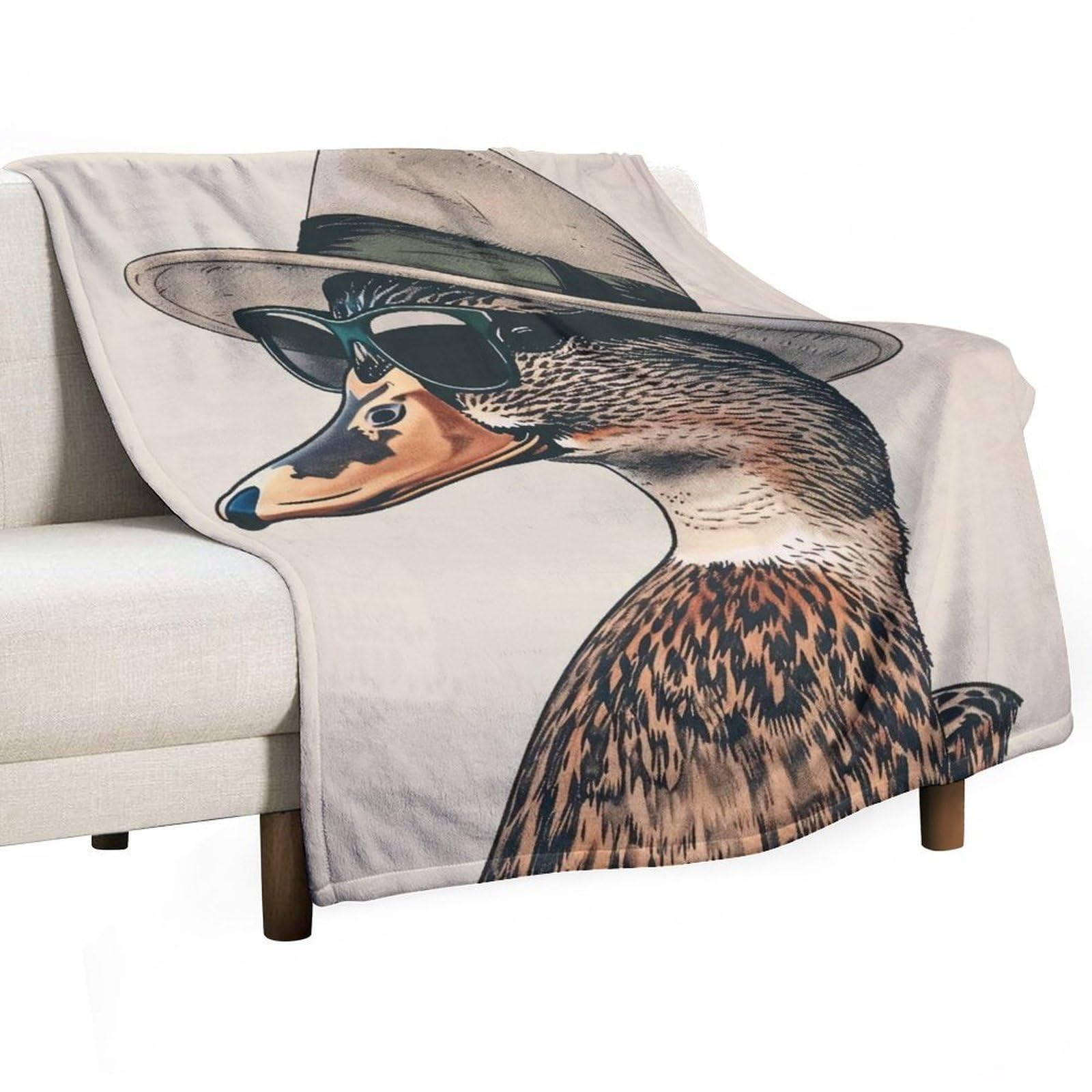 YHGSREUOH Detective Cool Duck Fedora Sunglasses (1) Flannel Blankets Fleece Soft Throw Lightweight Plush Gifts for Couch, Bed, Cozy Sofa Plush, Chair, Lovers 138x175cm(55x70in)