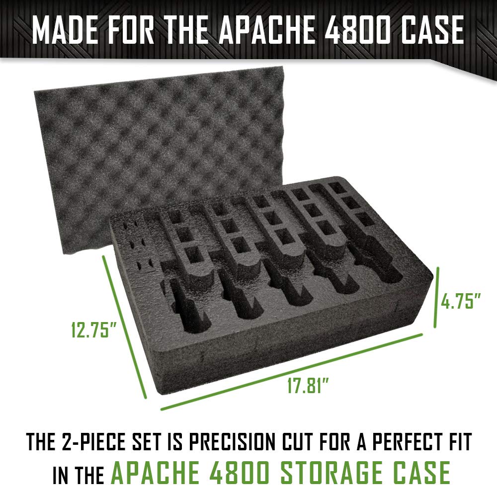 Pistol & Magazine Storage Foam Insert for Apache 4800 Case 2 Piece