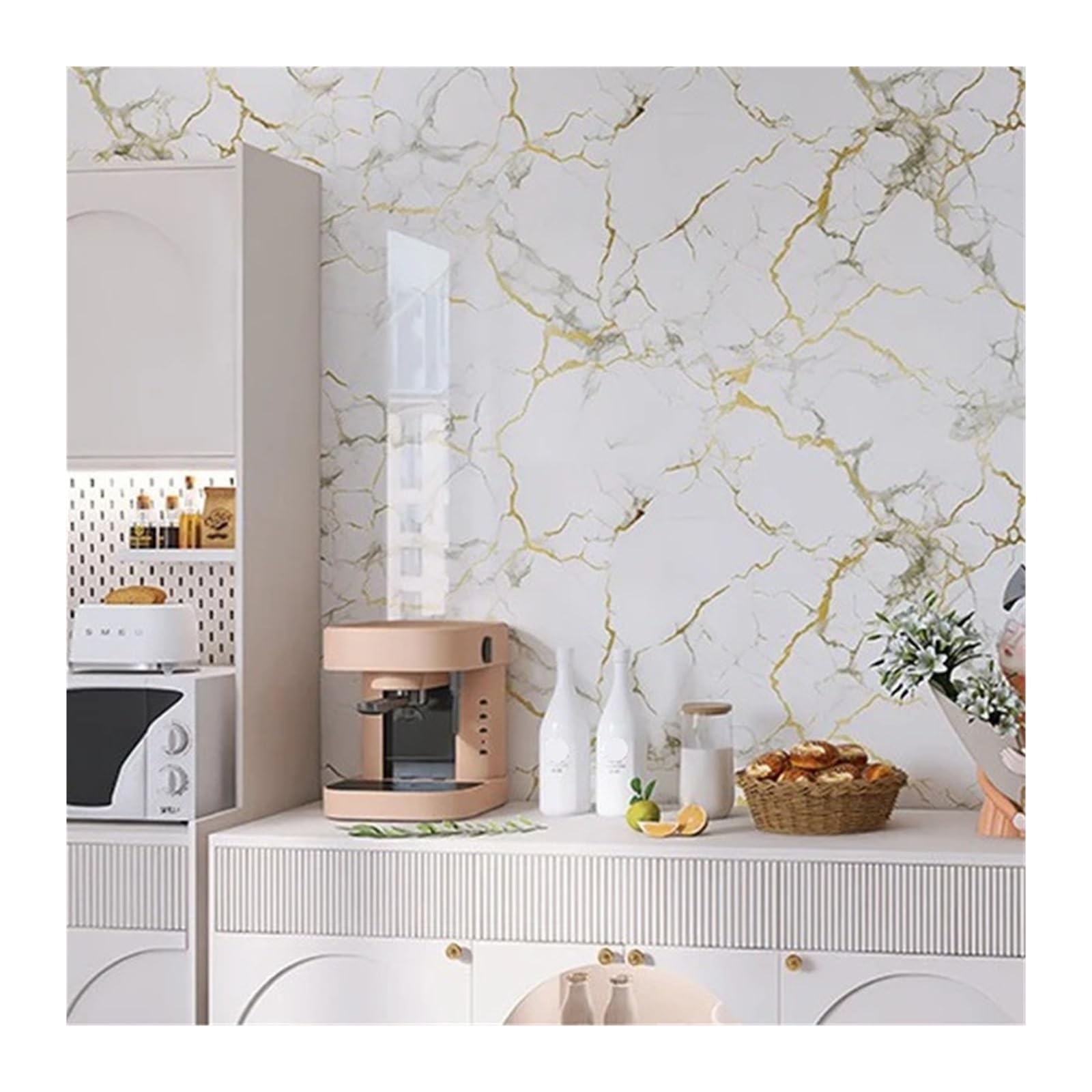 FOELANNE Back Self Adhesive Wallpaper, Marble Contact Paper 40cmx1-10m PVC Self-Adhesive Wallpaper(Color3,40cmX10m)