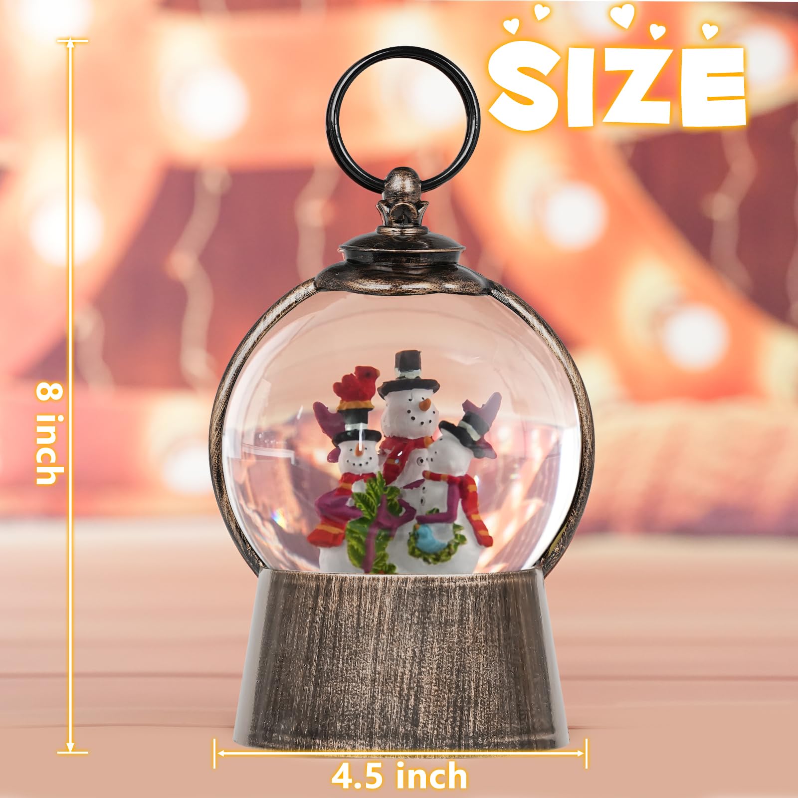 Christmas Snowman Snow Globe Lantern With Light & Music – USB/Battery Powered, 6-Hour Timer