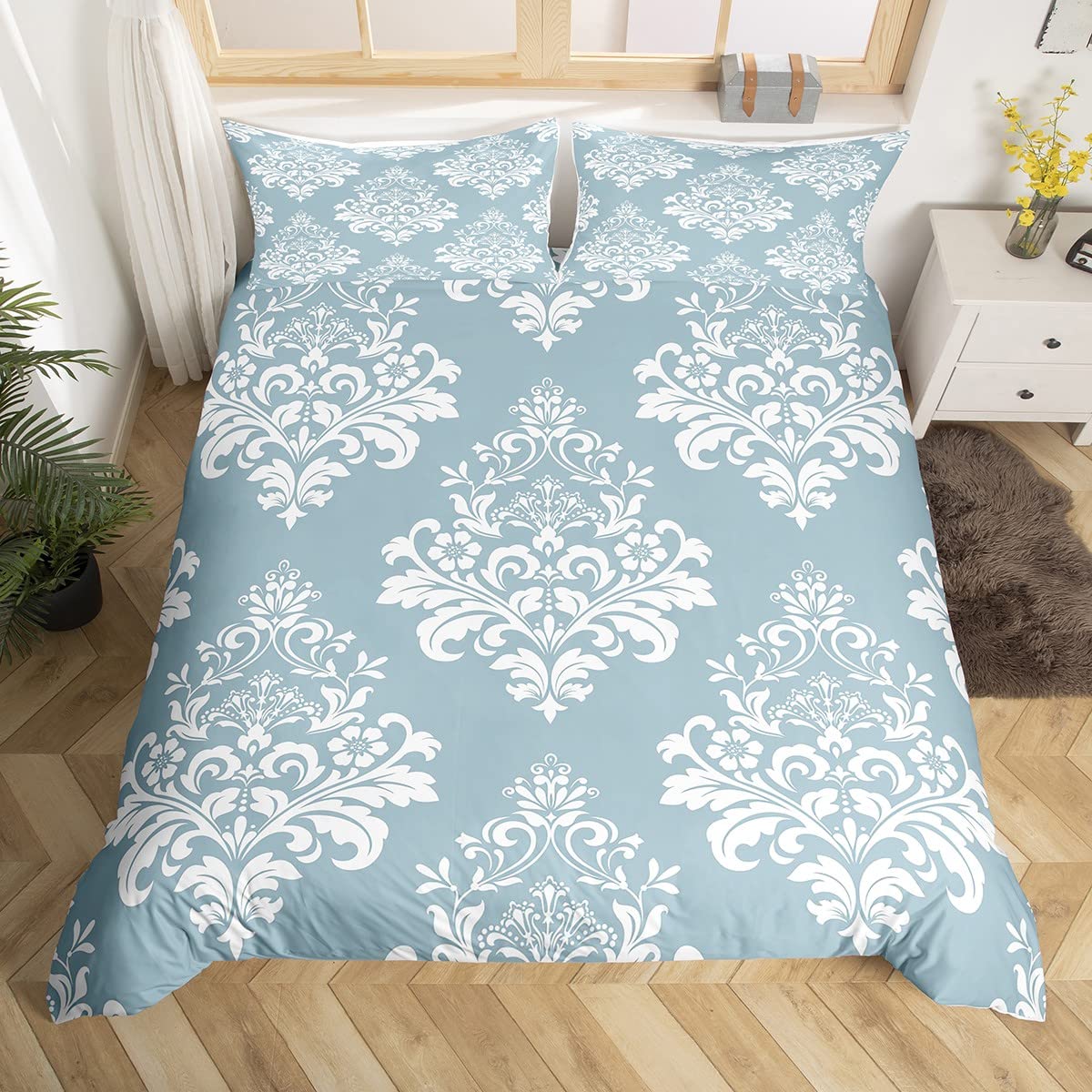Housse de couette baroque ornement damas vintage king luxe
