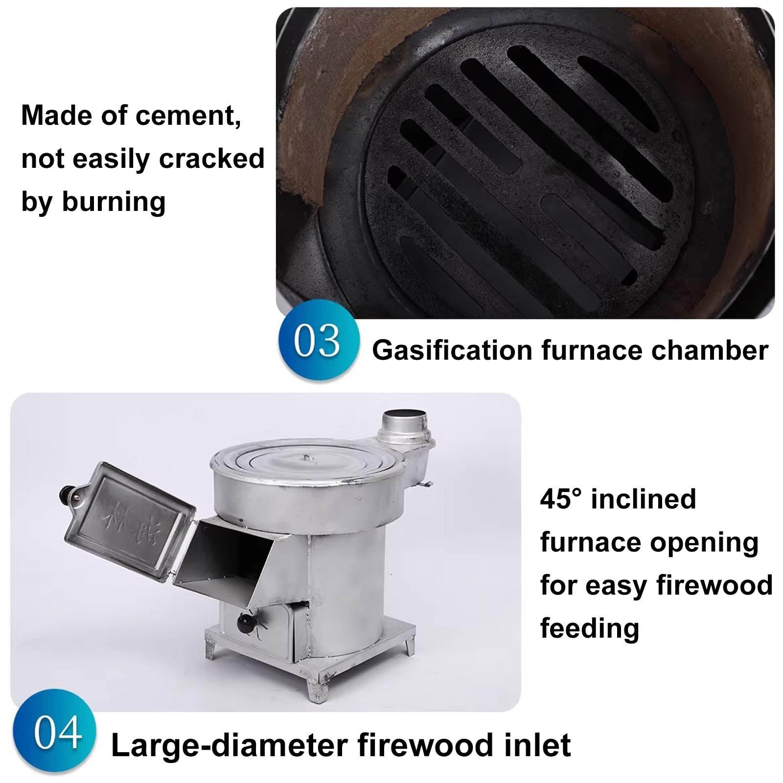 Braciere da Esterno Piccolo Stufa a Gassificazione Senza Fumo Lamiera in Acciaio Cucina a Legna da Interno Cassetto di Raccolta Cenere Adatto per Terrazze e Uso Esterno(B)