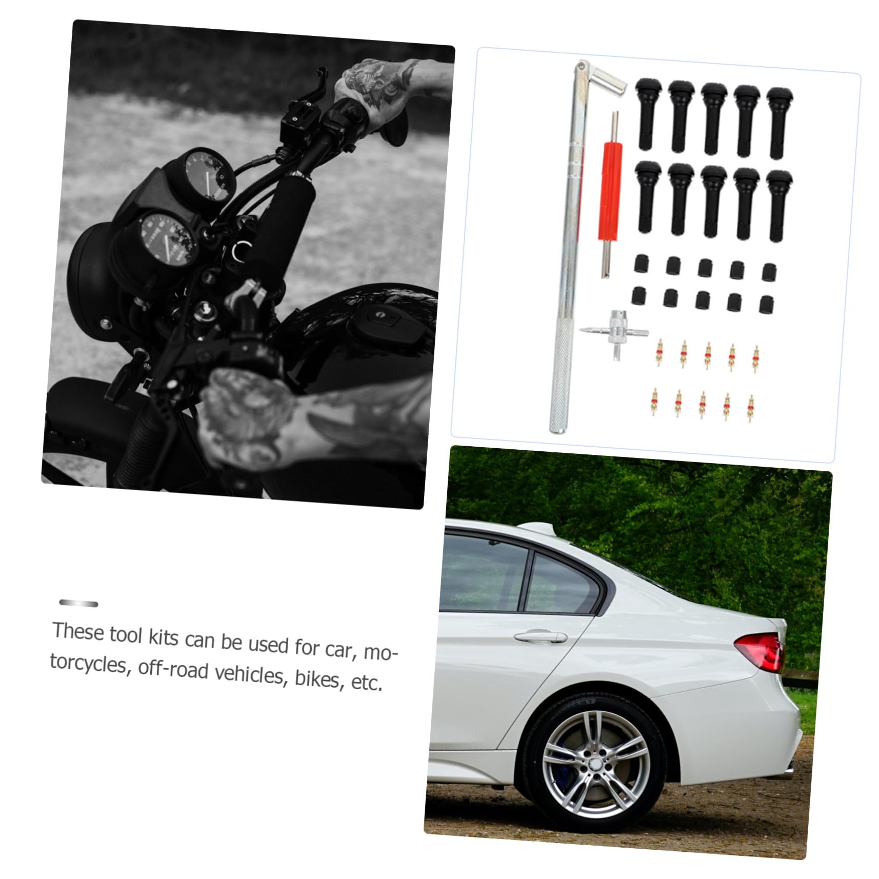 SOLUSTRE 3juegos Herramientas Para Inflar Neumáticos De Coche Kit De Instalación De Válvulas y Accesorios De Reparación Para Bicicletas y Camiones Incluye Herramientas Para y Vástagos