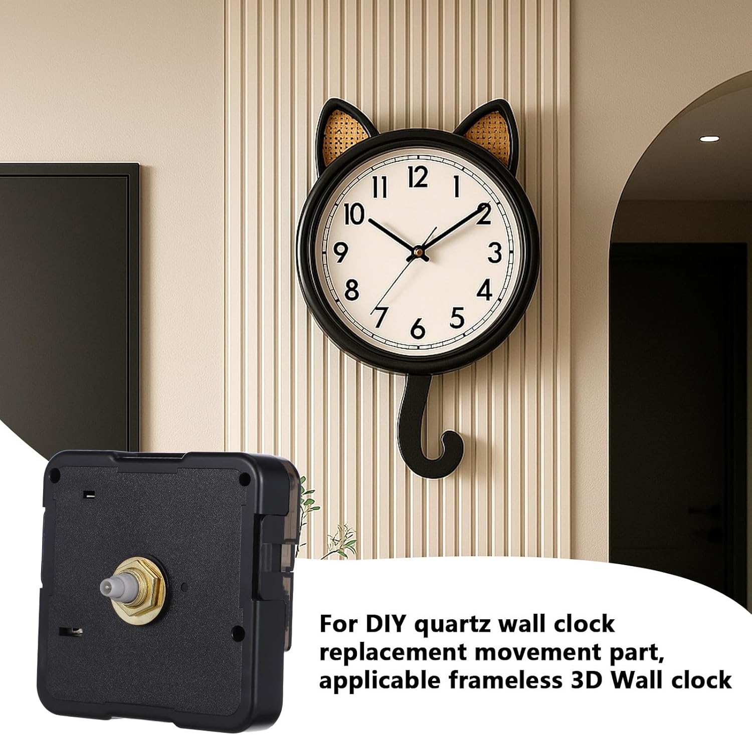 Luxshiny Battery Operated Quartz Clock Movement Replacement Mechanism DIY Wall Clock Repair Parts 2.20X2.20X0.62In Silent Motor for Frameless 3D Clocks