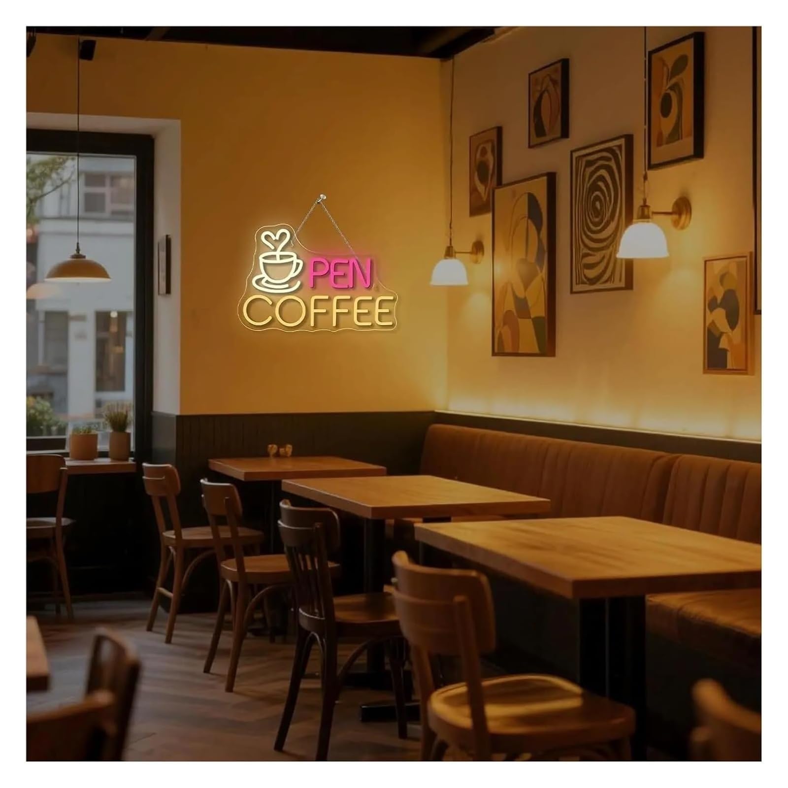 Segno di luce al neon Insegna al neon con scritta "Coffee Open" dimmerabile, decorazione da parete per ambienti aziendali, 38 cm x 24