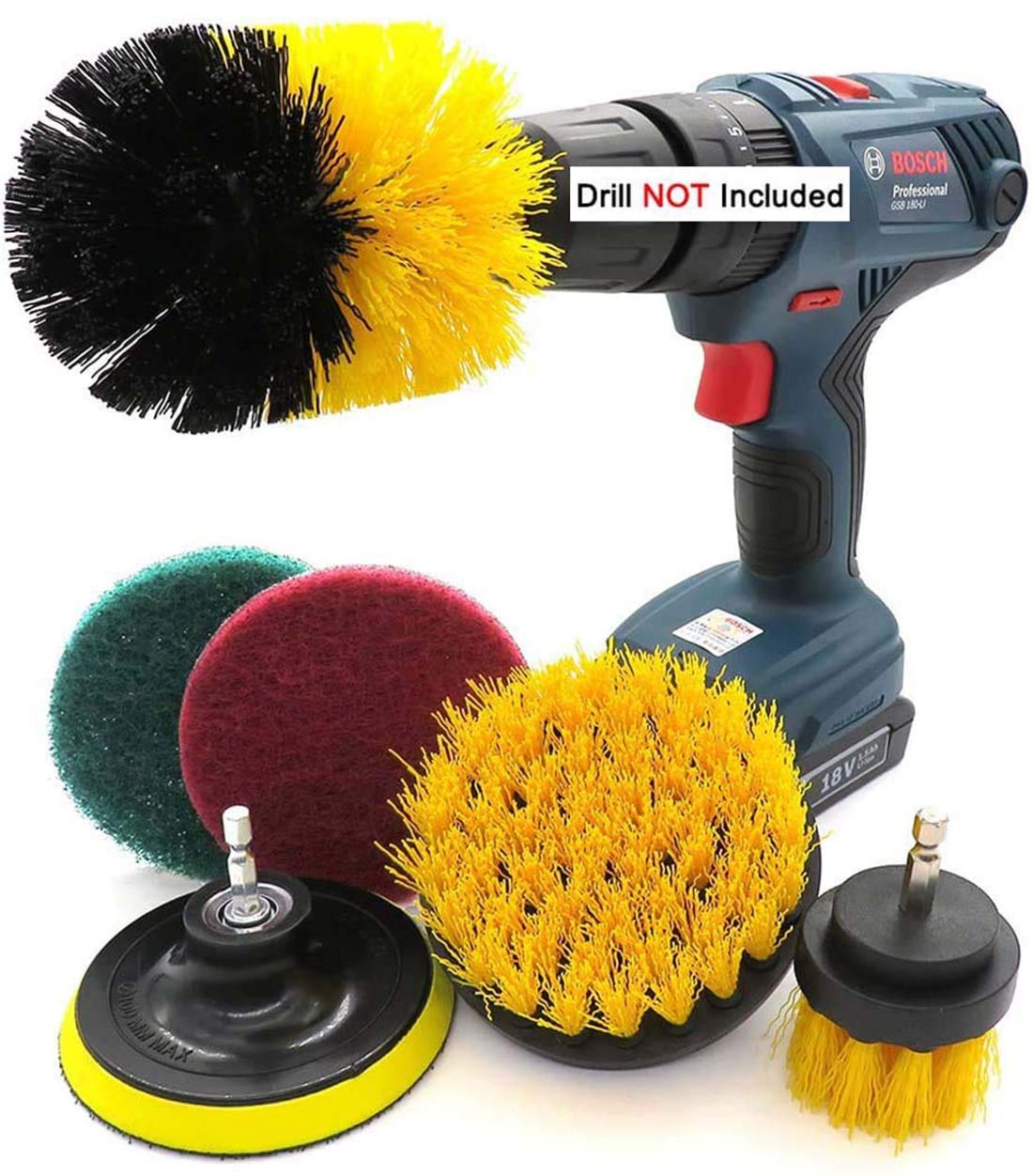ELECDON 6Pcs Car Cleaning Supplies – Wheel Brush – Soft Yellow Drill Brush Power Scrubber - Car, Truck, Motorcycle, Boat, Jet-Ski, Detail Brush - Interior, Seat, Upholstery, Carpet