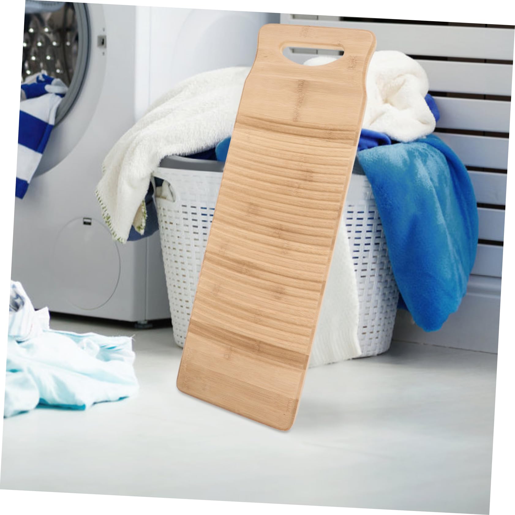 COLLBATH ASSE per Lavare in bambù Ispessito ASSE per Lavare Bucato Antiscivolo 60 Cm