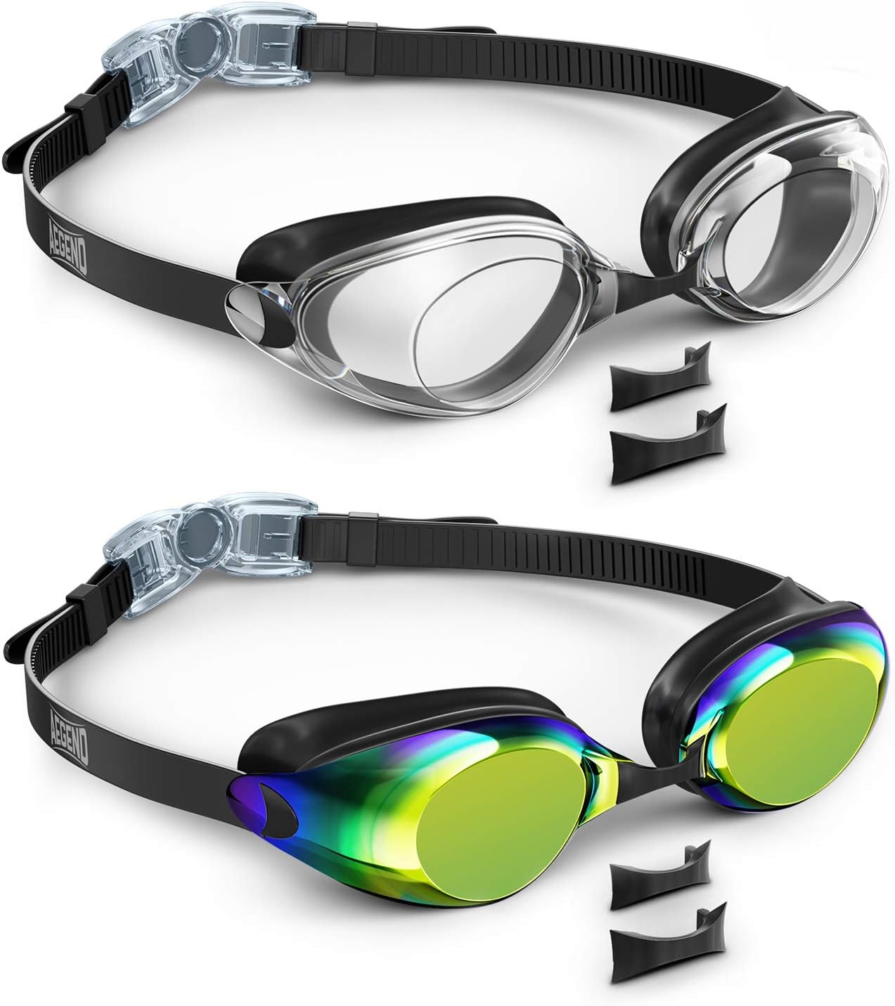 Aegend 2 Pack Swim Goggles, Swimming Goggles Anti-Fog for Man Women Youth Adult