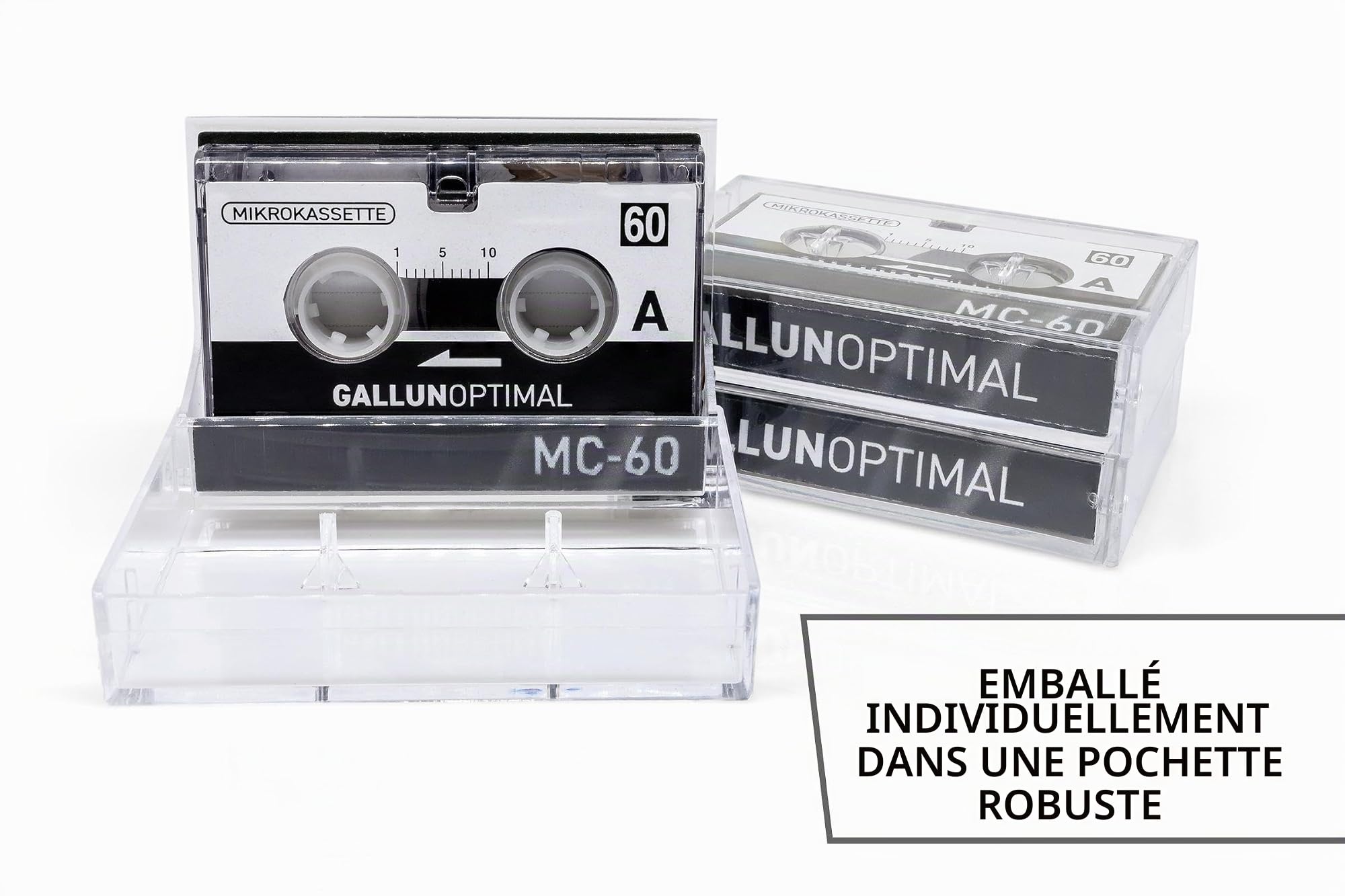 MC60 Microcassette Dictaphone Pack de 3 Audio Cassette