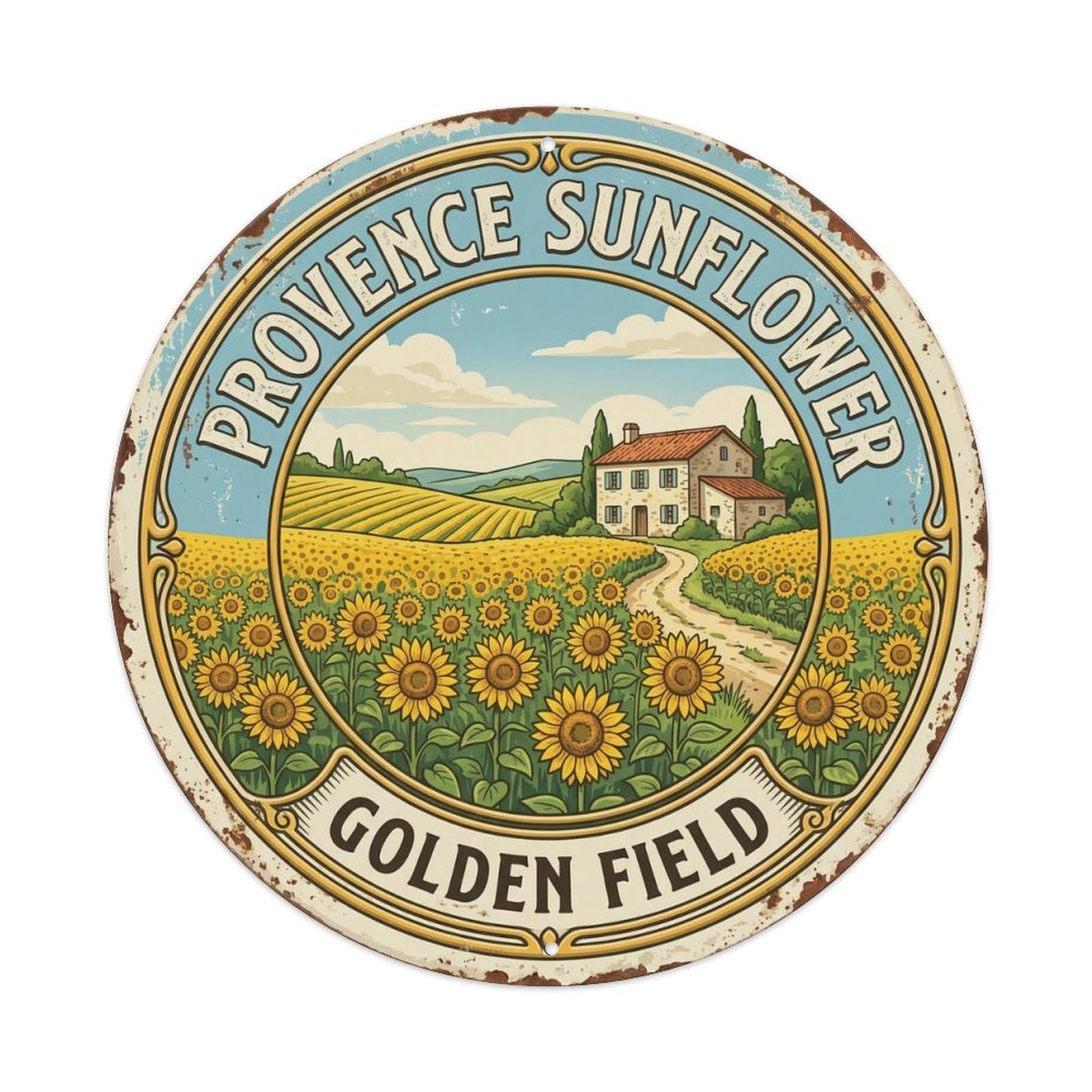 Sunflower Field Golden Provence Flower Metal Tin Sign