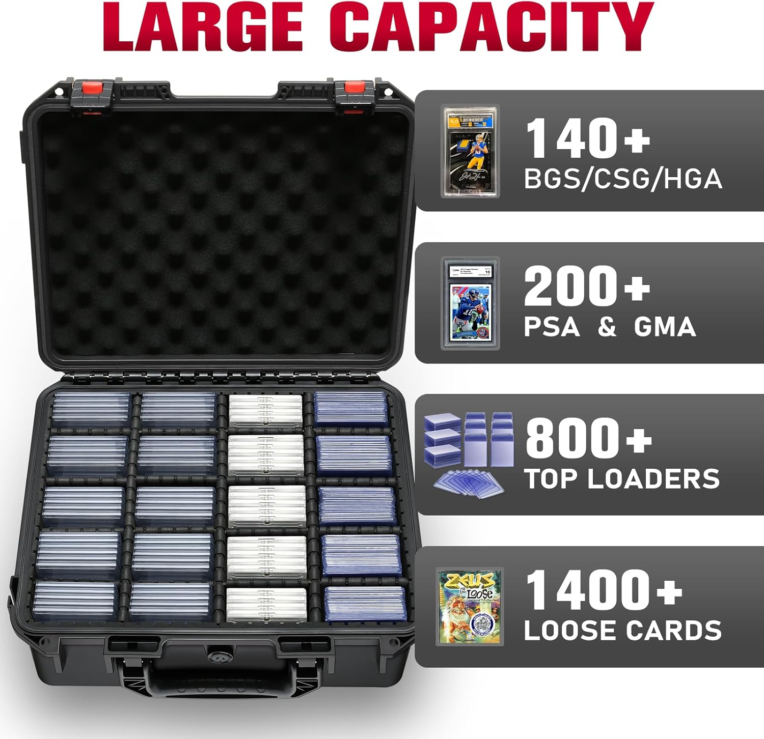 Graded Card Case Storage Box: Trading Card Storage with 12 Dividers - Baseball & Sports Card Case for Collectors & Home Storage Shipping Trade Shows - Fits PSA, BGS, SGC, Toploaders & Magnetic Holders