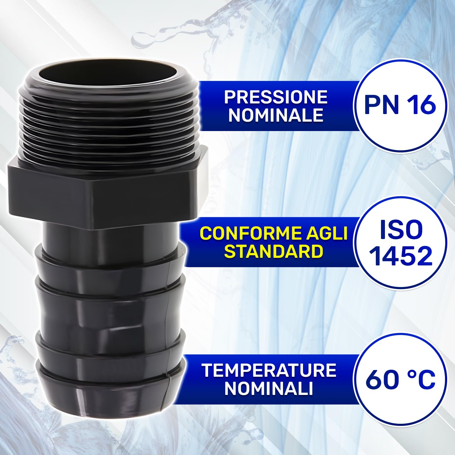 altone Confezione da 20 raccordi filettati in PVC da 50 mm x 1,5 filettatura esterna