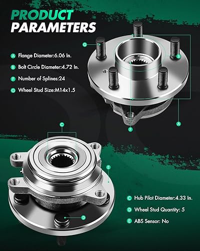 Miniatura 3 de SCITOO Conjunto de cubo de cojinete de rueda de eje delantero TAY100060 para Land Rover Discovery 99-04 5 Lugs