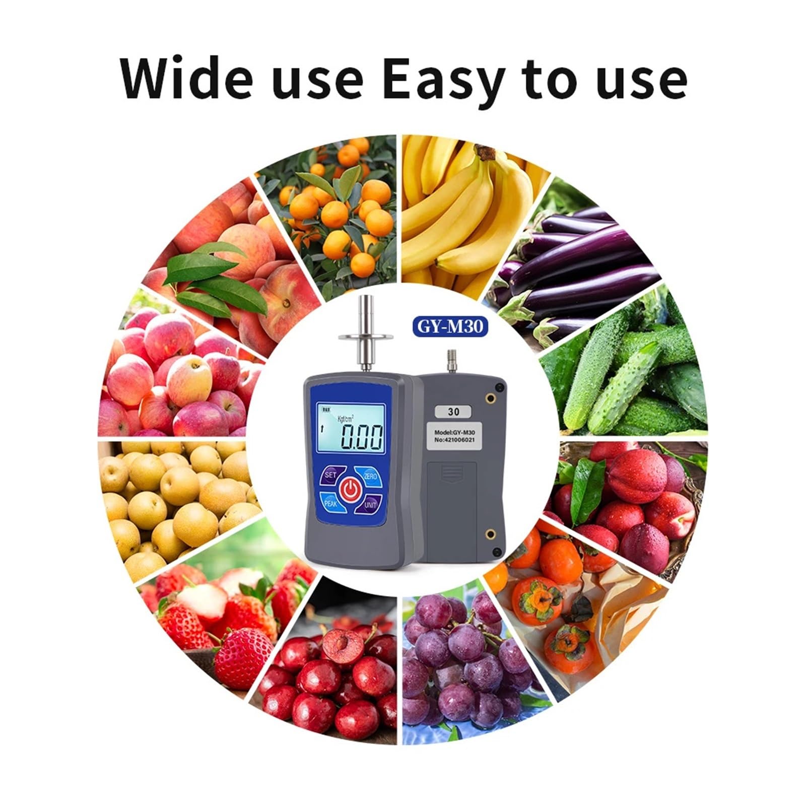 Medidor Digital de dureza fruta GY-M30/M15, penetrómetro, durómetro 0,2 a 15/0,4 a 30 Kgf/cm², esclerómetro rango