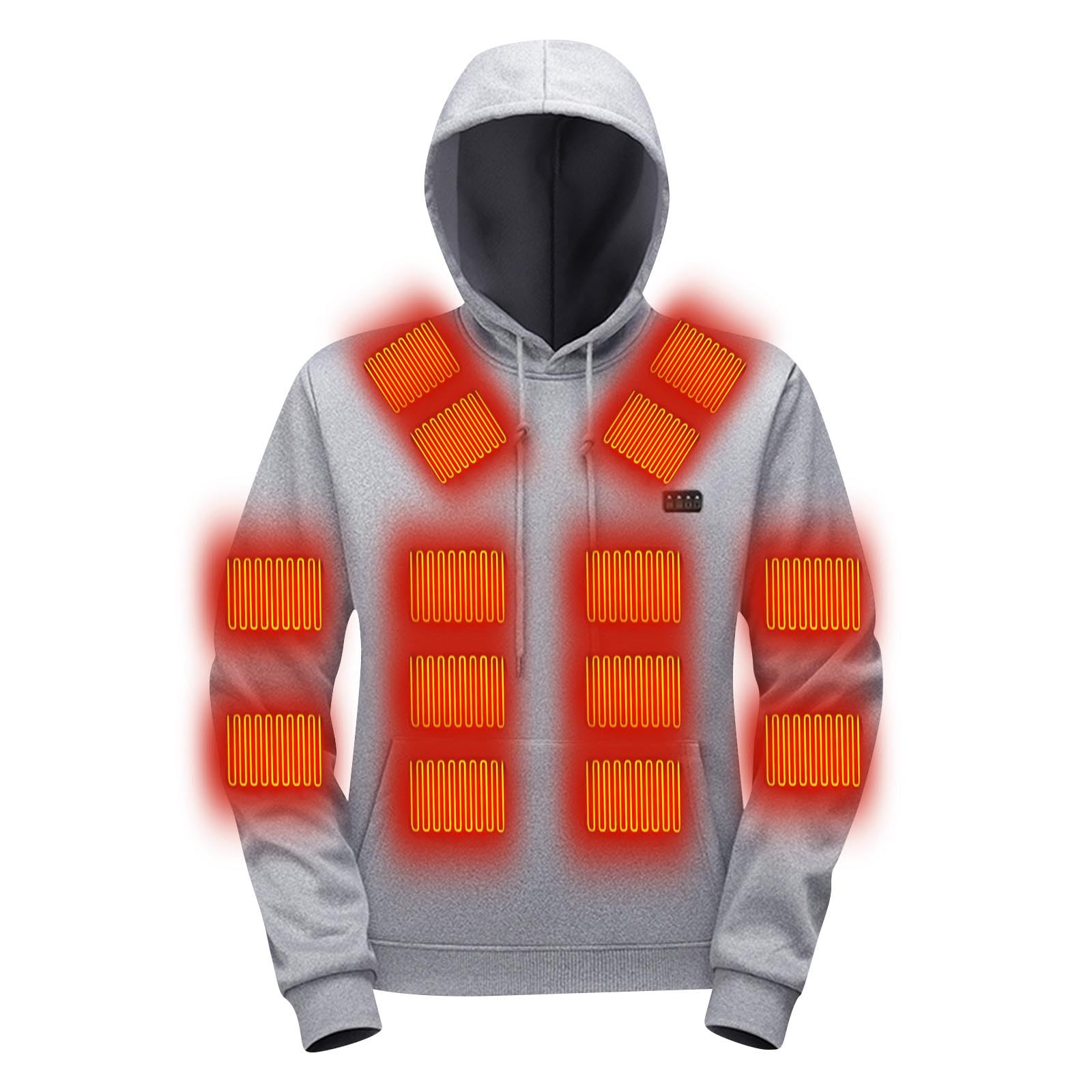 Beheizbare Hoodie Herren Winter Sweatshirt mit Kapuze Warm Kapuzenpullover