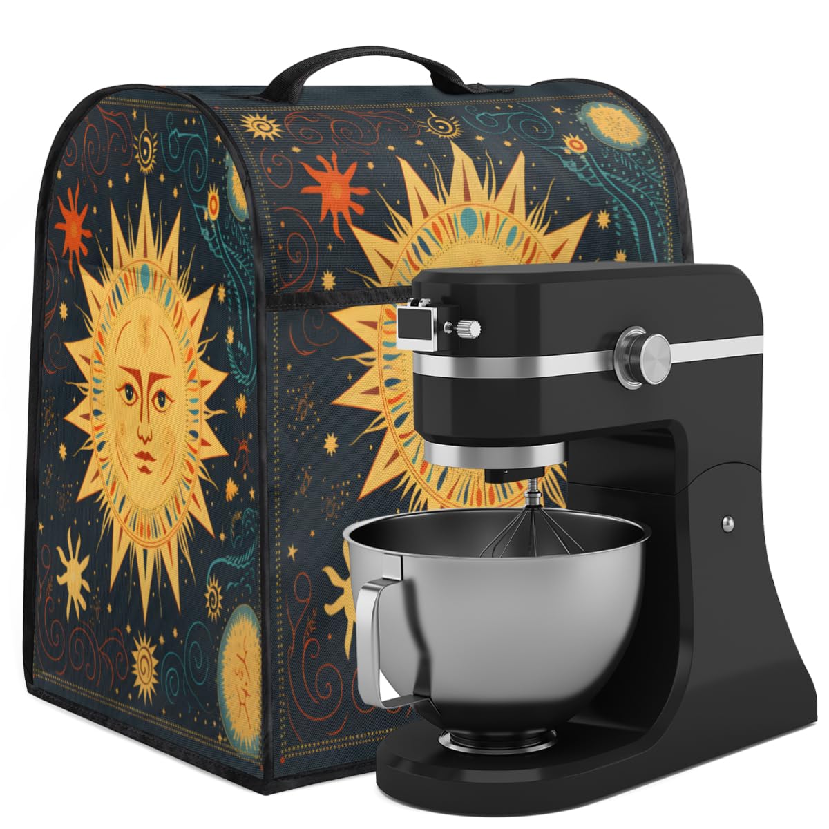 Coffee Maker Cover Bohemian Sun Ethnic Kitchen Appliance Covers Small Appliance Covers Blender Cover Juicer Cover Dust Covers for Kitchen Appliances with Top Handle and Pockets,Washable,B751