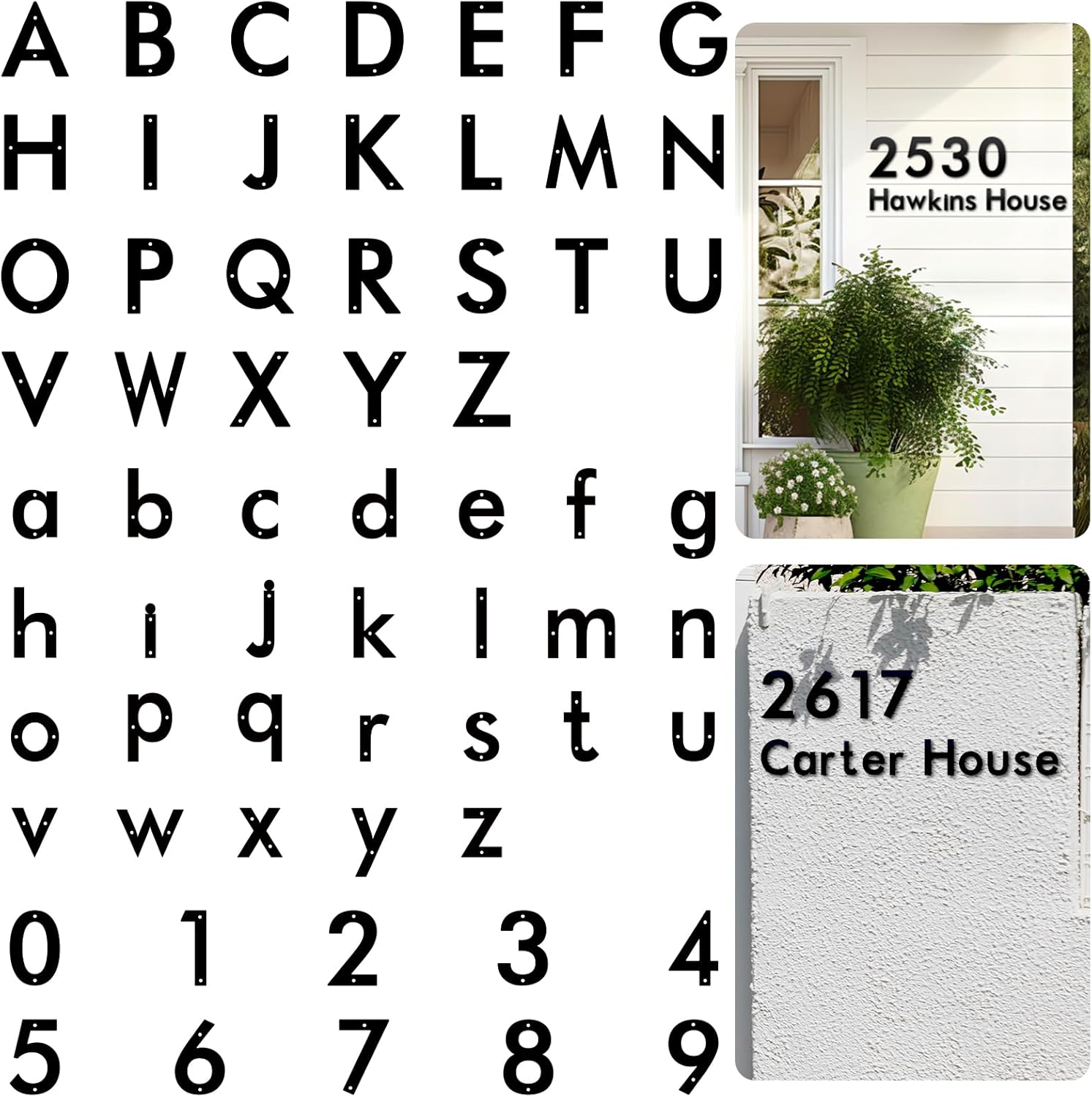 12 Inch 3 PCS House Numbers for Outside, Metal Address Numbers for Home Door，Suitable for Outdoor Signage，Mailbox Letters, Courtyard Address Alphabet Decorations(12")