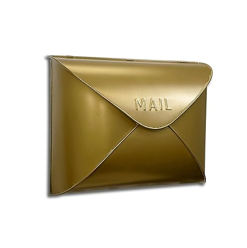 NACH Wall Mount Mailboxes, 11.25x4.25x9 inch Antique Brass Wall Mailboxes for Outside, Waterproof Mailboxes for Outside - Envelope Mailbox