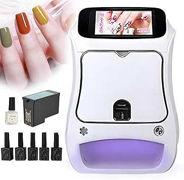 Nail Art Printer Machine with 5" Touch Screen 10s Custom Nail Printing, 2400dpi Pro Manicure Device for Home & Nail/Hair Salons, Bridal Studios, Fashion Shops,Bridal Studios
