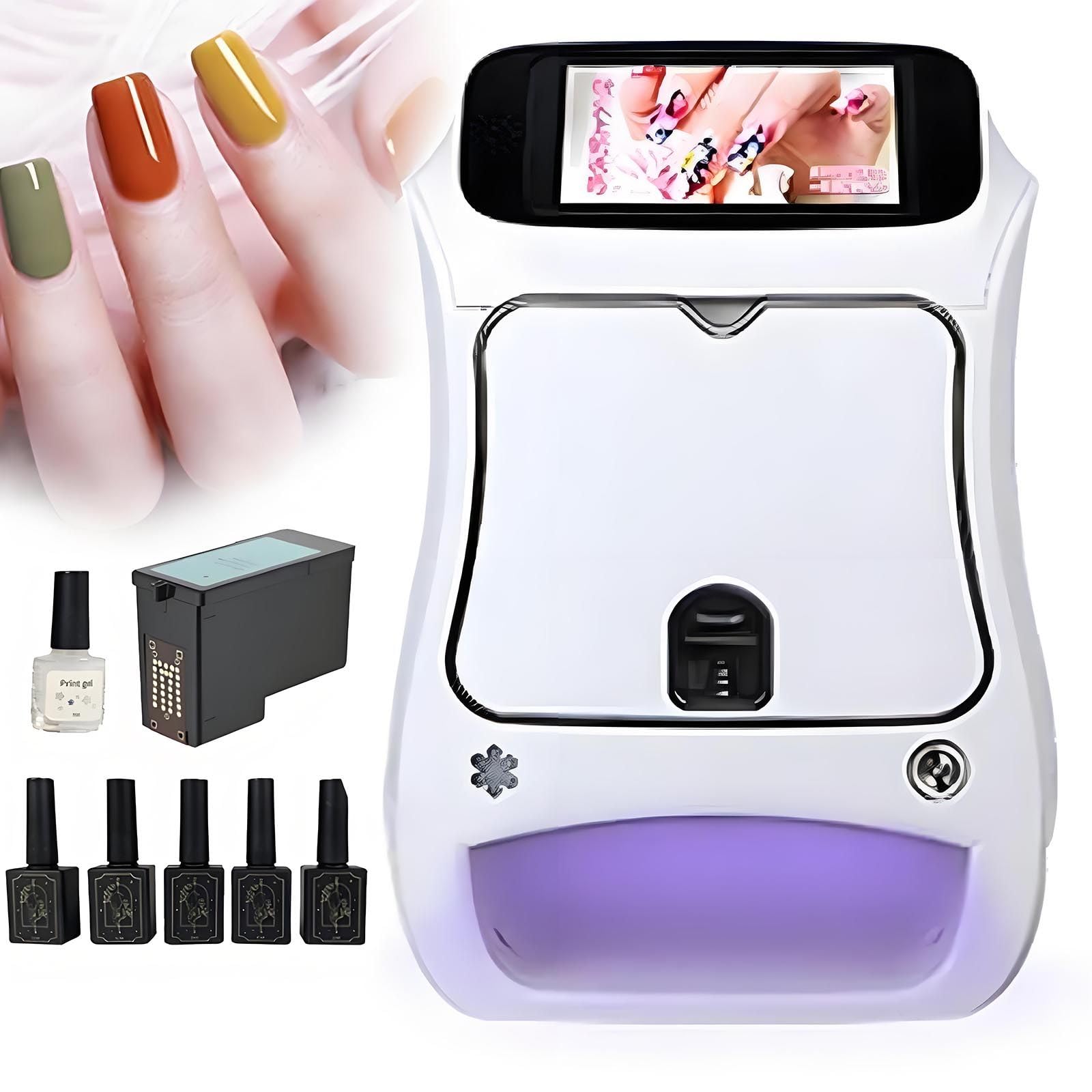 Stampante Per Unghie Con Touch Screen 5" -Stampa Di Unghie Personalizzate In 10secondi,Dispositivo Per Manicure Professionale 2400dpi Per Casa E Saloni Di Bellezza/Parrucchieri,Studi Sposa