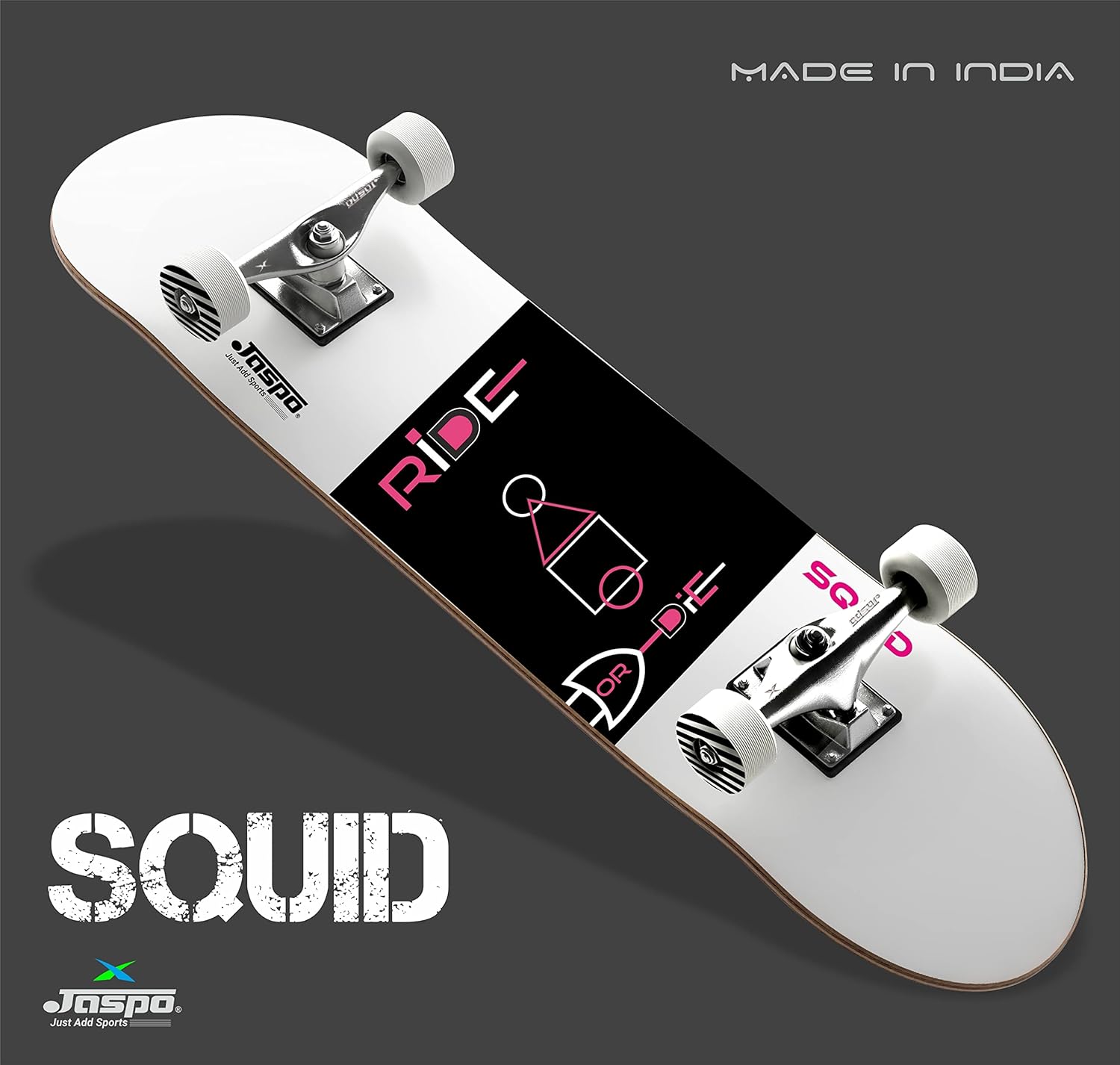 jaspo Squid (31"x 8") Complete Fully Assembled Skateboard, 7 Layer Canadian Maple Concave Skateboard for Boys, Kids, Youth, Adults – Made in India