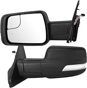 Power Heated Side View Mirrors Pair For Dodge Ram Pickup (2002-2009) - Textured Black, Set Of 2