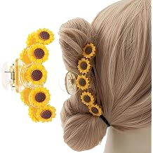 Sunflower Hair Clips 1Pcs, Large Yellow Claw Clips for Women, Acrylic Floral Hair Claws with Strong Hold Non-Slip Jaw, Cute Hair Accessories for Spring Summer
